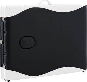 vidaXL Składany stół do masażu, 3 strefy, drewniany, czarno-biały 8