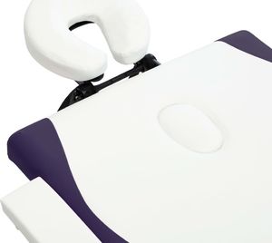 vidaXL Składany stół do masażu, 2 strefy, drewniany, biało-fioletowy 5