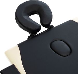 vidaXL Składany stół do masażu, 2 strefy, drewniany, czarno-beżowy 5