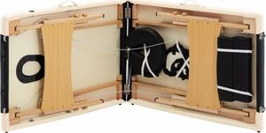 vidaXL Składany stół do masażu, 2 strefy, drewniany, czarno-beżowy 6