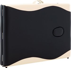 vidaXL Składany stół do masażu, 2 strefy, drewniany, czarno-beżowy 7