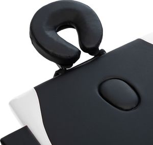 vidaXL Składany stół do masażu, 2 strefy, drewniany, czarno-biały 5