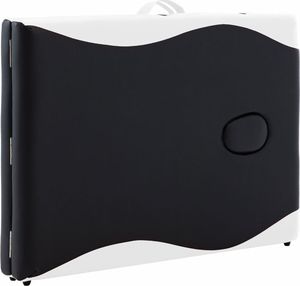 vidaXL Składany stół do masażu, 2 strefy, drewniany, czarno-biały 7