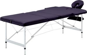 vidaXL Składany stół do masażu, 3 strefy, aluminiowy, winny fiolet 1