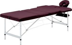 vidaXL Składany stół do masażu, 3 strefy, aluminiowy, fioletowy 1