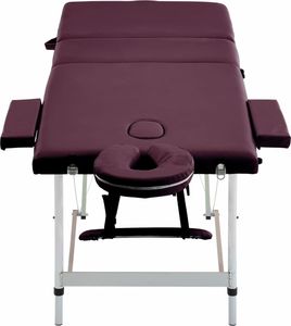 vidaXL Składany stół do masażu, 3 strefy, aluminiowy, fioletowy 4
