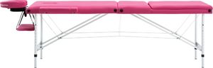 vidaXL Składany stół do masażu, 3 strefy, aluminiowy, różowy 2