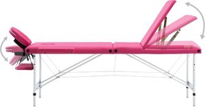 vidaXL Składany stół do masażu, 3 strefy, aluminiowy, różowy 3