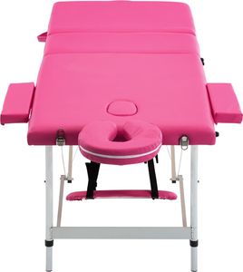 vidaXL Składany stół do masażu, 3 strefy, aluminiowy, różowy 4