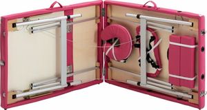 vidaXL Składany stół do masażu, 3 strefy, aluminiowy, różowy 6