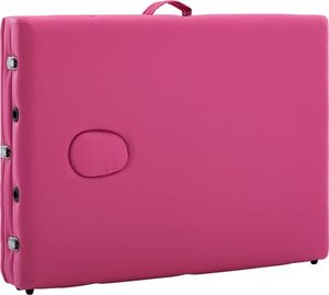 vidaXL Składany stół do masażu, 3 strefy, aluminiowy, różowy 7