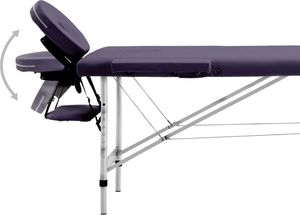 vidaXL Składany stół do masażu, 2 strefy, aluminiowy, winny fiolet 5