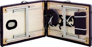 vidaXL Składany stół do masażu, 2 strefy, aluminiowy, winny fiolet 6