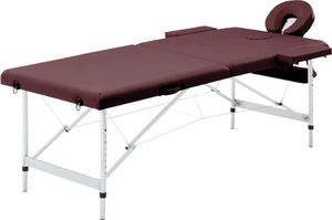 vidaXL Składany stół do masażu, 2 strefy, aluminiowy, fioletowy 1