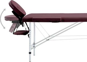 vidaXL Składany stół do masażu, 2 strefy, aluminiowy, fioletowy 5