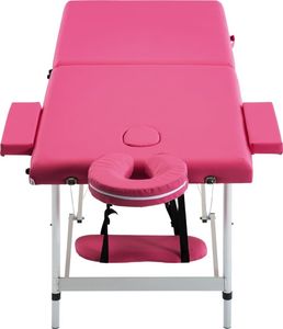 vidaXL Składany stół do masażu, 2 strefy, aluminiowy, różowy 3