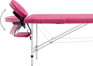 vidaXL Składany stół do masażu, 2 strefy, aluminiowy, różowy 5