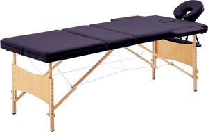 vidaXL Składany stół do masażu, 3 strefy, drewniany, winny fiolet 1