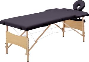 vidaXL Składany stół do masażu, 2 strefy, drewniany, winny fiolet 1