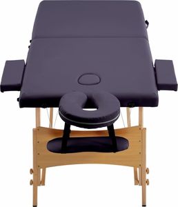 vidaXL Składany stół do masażu, 2 strefy, drewniany, winny fiolet 4