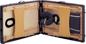 vidaXL Składany stół do masażu, 2 strefy, drewniany, winny fiolet 6