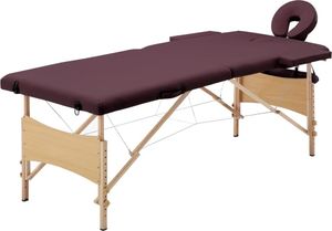 vidaXL Składany stół do masażu, 2 strefy, drewniany, fioletowy 1