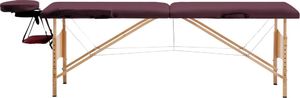 vidaXL Składany stół do masażu, 2 strefy, drewniany, fioletowy 2