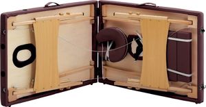 vidaXL Składany stół do masażu, 2 strefy, drewniany, fioletowy 6