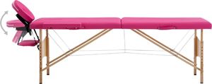 vidaXL Składany stół do masażu, 2 strefy, drewniany, różowy 3