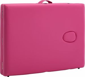 vidaXL Składany stół do masażu, 2 strefy, drewniany, różowy 8