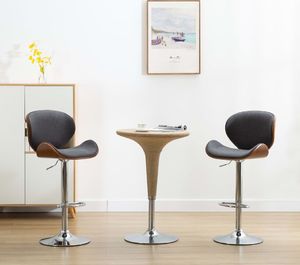 vidaXL Krzesło barowe, szare, tapicerowane tkaniną 1