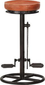 vidaXL Stołki barowe, 2 szt., czarno-brązowe, naturalna skóra kozia 3