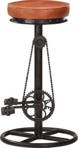 vidaXL Stołki barowe, 2 szt., czarno-brązowe, naturalna skóra kozia 4