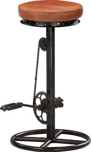 vidaXL Stołki barowe, 2 szt., czarno-brązowe, naturalna skóra kozia 5