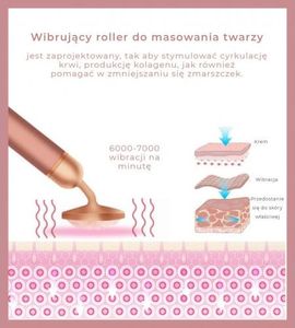 Yeye Roller do masowania twarzy z wibracjami różowy kwarc 10
