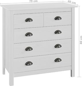 vidaXL Komoda Hill Range, biała, 79x40x80 cm, lita sosna 7
