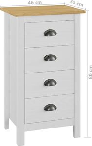 vidaXL Komoda Hill Range, biała, 46x35x80 cm, lita sosna 7