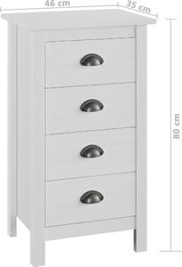 vidaXL Komoda Hill Range, biała, 46x35x80 cm, lita sosna 7