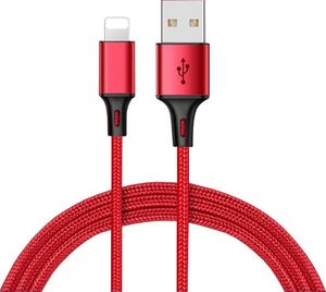 Kabel USB Eleosklep Kabel nylon lightning USB Iphone quick charge 3.0 150 cm czerwony - Czerwony 1