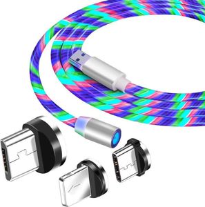 Kabel USB Eleosklep Kabel Magnetyczny 3w1 świecący Iphone Micro USB C 1