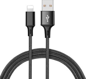 Kabel USB Eleosklep Kabel nylon lightning USB Iphone quick charge 3.0 150 cm czarny - Czarny 1