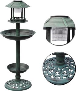 vidaXL Basenik/karmnik dla ptaków z lampą solarną 2