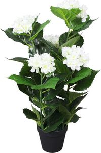vidaXL Sztuczna hortensja z doniczką, 60 cm, kolor biały 1