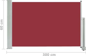 vidaXL Wysuwana markiza boczna na taras, 60 x 300 cm, czerwona 8