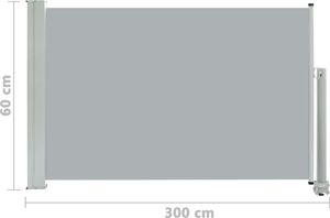 vidaXL Wysuwana markiza boczna na taras, 60 x 300 cm, szara 8