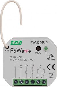 F&F Radiowy podwójny przekaźnik bistabilny do puszki fi60 85-265V AC/DC multifunkcyjny podtynkowy FW-R2P-P 1