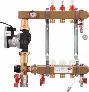 Gorgiel Rozdzielacz 1" stalowy z przepł.,zaworami term. i podmieszaniem RS-9PTM 1