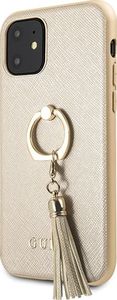Guess Guess GUHCN61RSSABE iPhone 11 beige/beżowy hard case Saffiano with ring stand uniwersalny 2