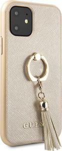 Guess Guess GUHCN61RSSABE iPhone 11 beige/beżowy hard case Saffiano with ring stand uniwersalny 5