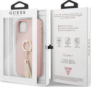Guess Guess GUHCN58RSSARG iPhone 11 Pro różowy/pink hard case Saffiano with ring stand 7